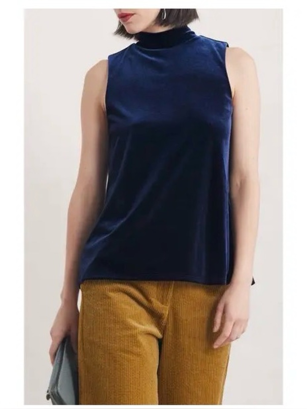 NEW w Tag Seasalt Cornwall Sleeveless Velvet Top Navy Blue 8 Winter Cherry